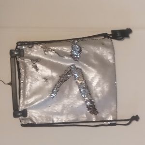 Reversible Sequin drawstring backpack. Sequins have two colors